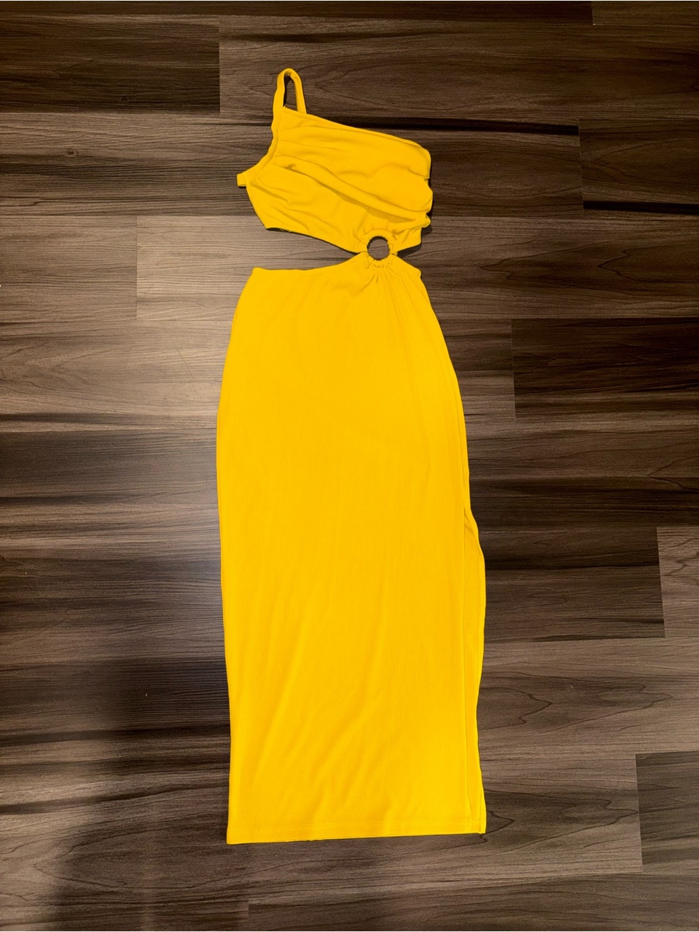 Yellow One-Shoulder Cutout Maxi Dress